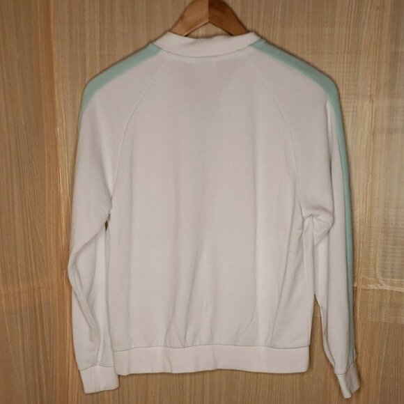 Puma Womens White Full Zip Sweatshirt With Green Stripe Large - Picture 2 of 6